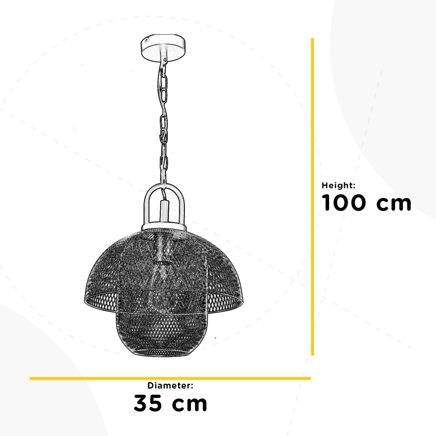 ONLI - Lampadario a sospensione con catena ZAIR 1xE27/22W/230V nero/argento