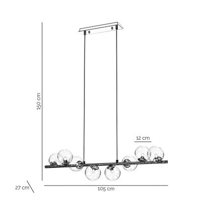 ONLI - Lampadario a sospensione con cavo KIMBERLY 8xG9/6W/230V, cromo lucido