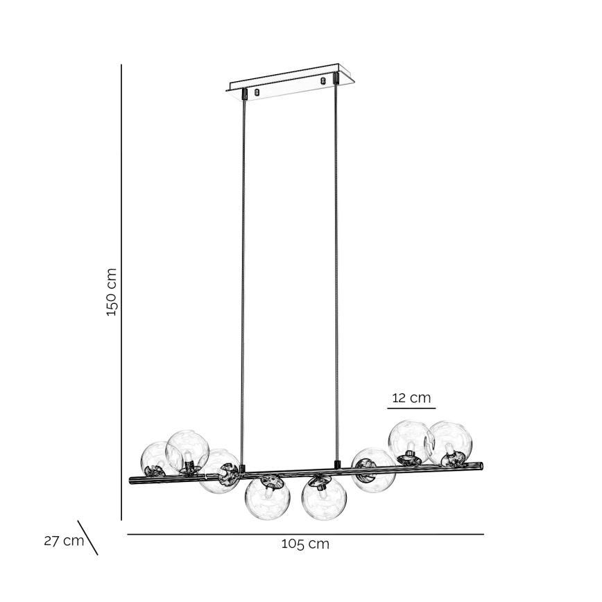 ONLI - Lampadario a sospensione con cavo KIMBERLY 8xG9/6W/230V, cromo lucido