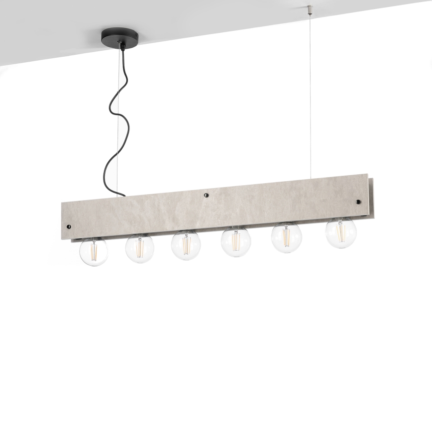 ONLI - Lampadario a sospensione con filo ARGO 6xE27/22W/230V grigio