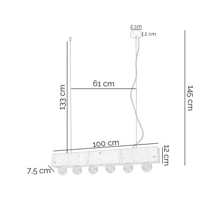 ONLI - Lampadario a sospensione con filo ARGO 6xE27/22W/230V grigio