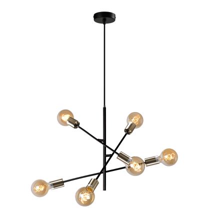 ONLI - Lampadario a sospensione con filo CROSS 6xE27/22W/230V nero/ottone