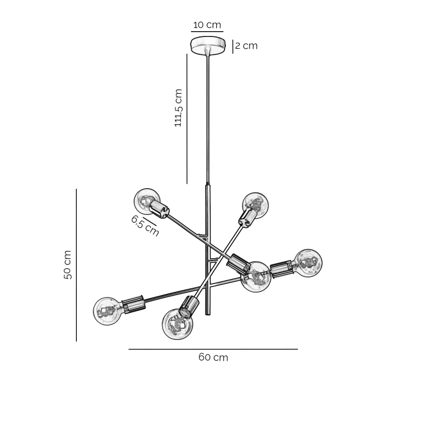 ONLI - Lampadario a sospensione con filo CROSS 6xE27/22W/230V nero/ottone