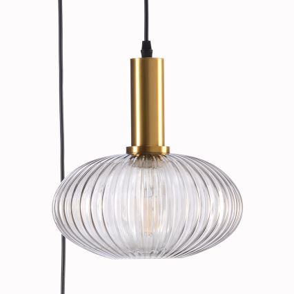 ONLI - Lampadario a sospensione con filo DOROTY 1xE27/22W/230V blu/oro