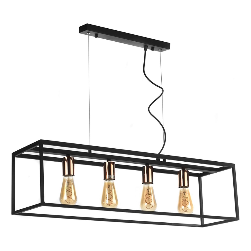 ONLI - Lampadario a sospensione con filo FLOKI 4xE27/15W/230V nero/rame