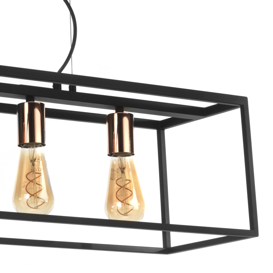 ONLI - Lampadario a sospensione con filo FLOKI 4xE27/15W/230V nero/rame