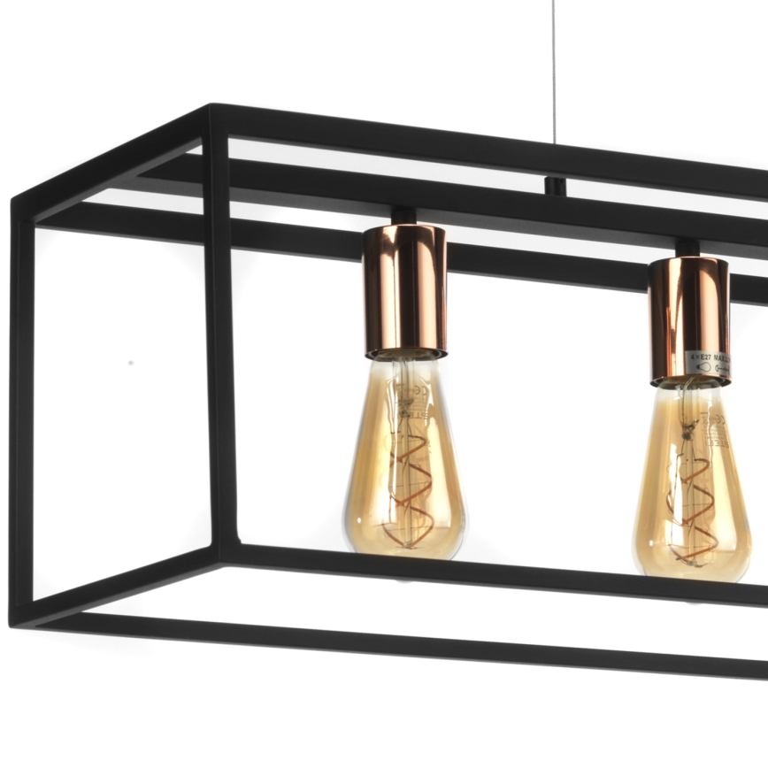 ONLI - Lampadario a sospensione con filo FLOKI 4xE27/15W/230V nero/rame