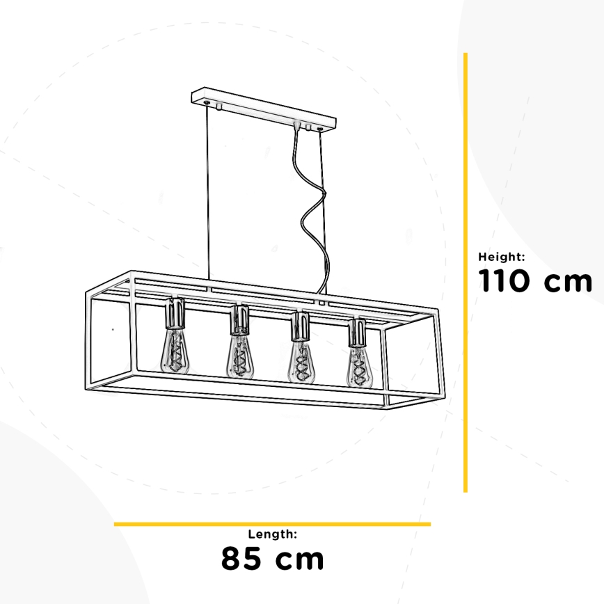 ONLI - Lampadario a sospensione con filo FLOKI 4xE27/15W/230V nero/rame