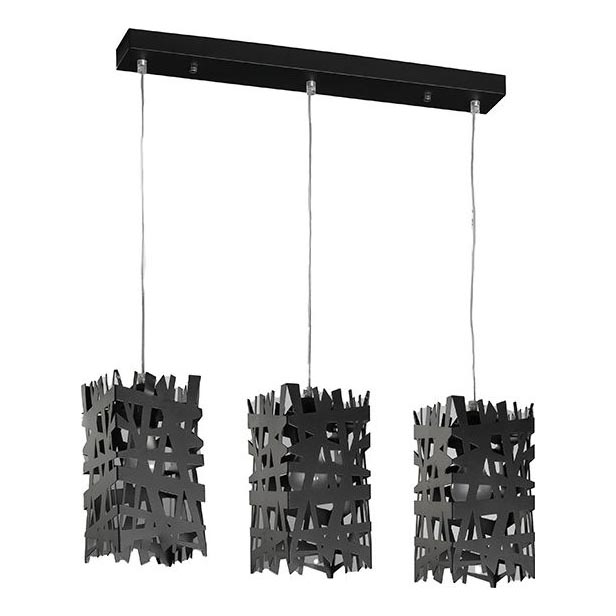 ONLI - Lampadario a sospensione con filo FORESTA 3xE27/15W/230V nero