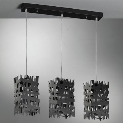 ONLI - Lampadario a sospensione con filo FORESTA 3xE27/15W/230V nero