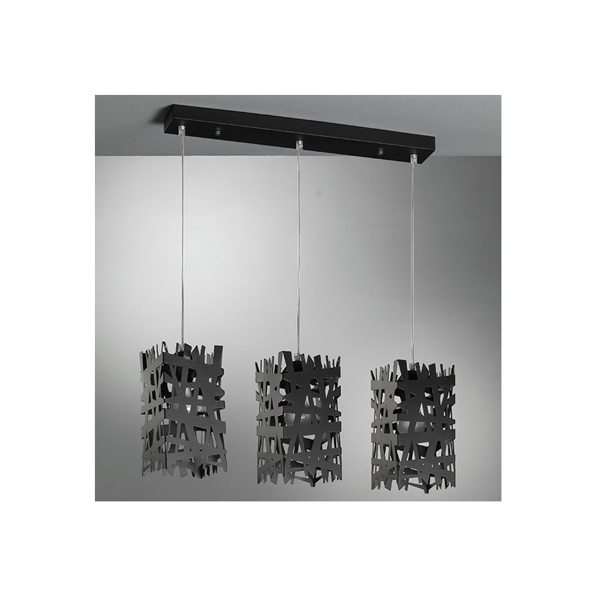 ONLI - Lampadario a sospensione con filo FORESTA 3xE27/15W/230V nero