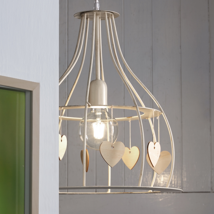 ONLI - Lampadario a sospensione con filo LEONILDE 1xE27/15W/230V beige