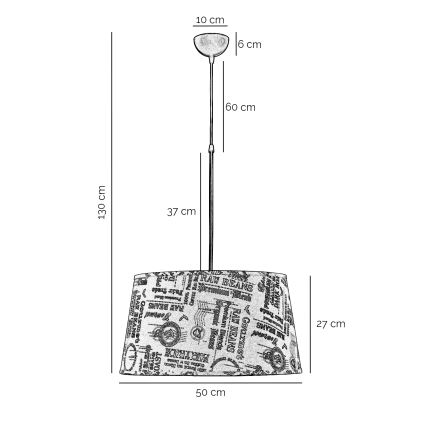 ONLI - Lampadario a sospensione con filo MAIDA 1xE27/15W/230V diametro 50 cm marrone
