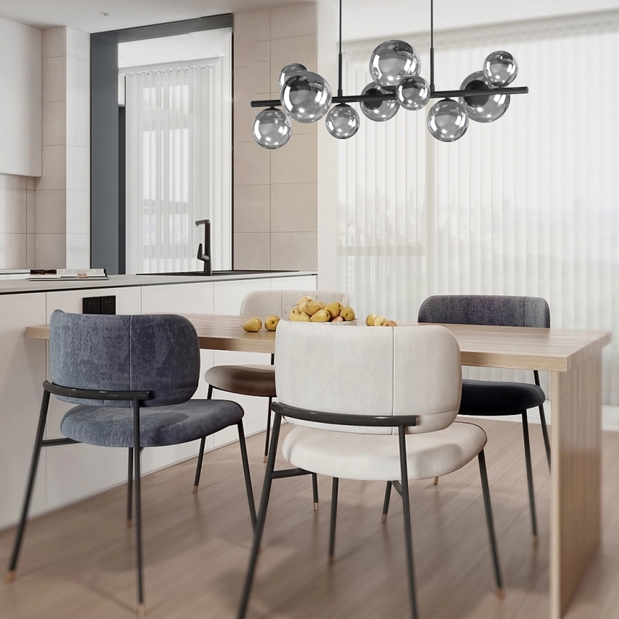 ONLI - Lampadario a sospensione con filo PALOMA 10xG9/10W/230V nero/fumé