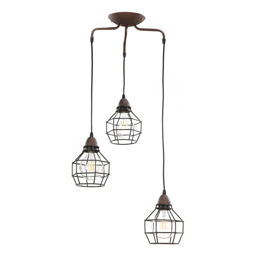 ONLI - Lampadario a sospensione con filo RAGNO 3xE27/15W/230V nero/marrone