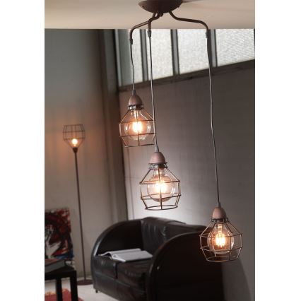 ONLI - Lampadario a sospensione con filo RAGNO 3xE27/15W/230V nero/marrone