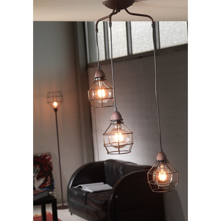ONLI - Lampadario a sospensione con filo RAGNO 3xE27/15W/230V nero/marrone