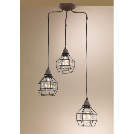 ONLI - Lampadario a sospensione con filo RAGNO 3xE27/15W/230V nero/marrone