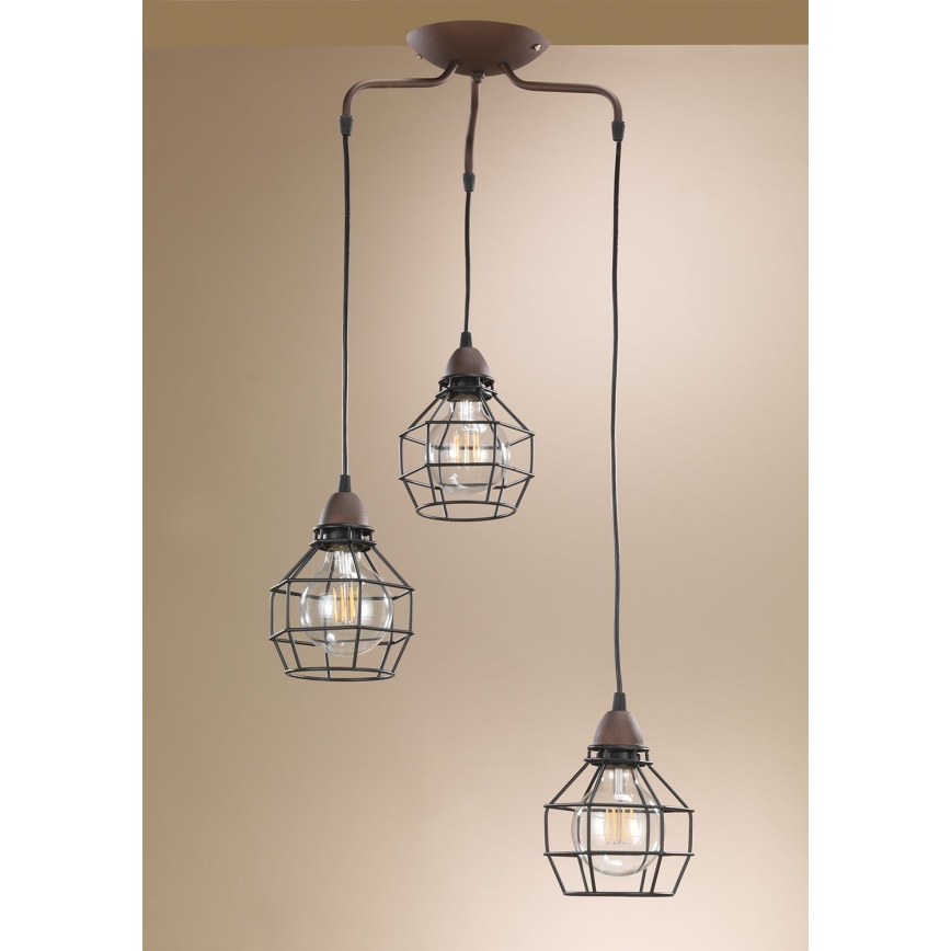 ONLI - Lampadario a sospensione con filo RAGNO 3xE27/15W/230V nero/marrone