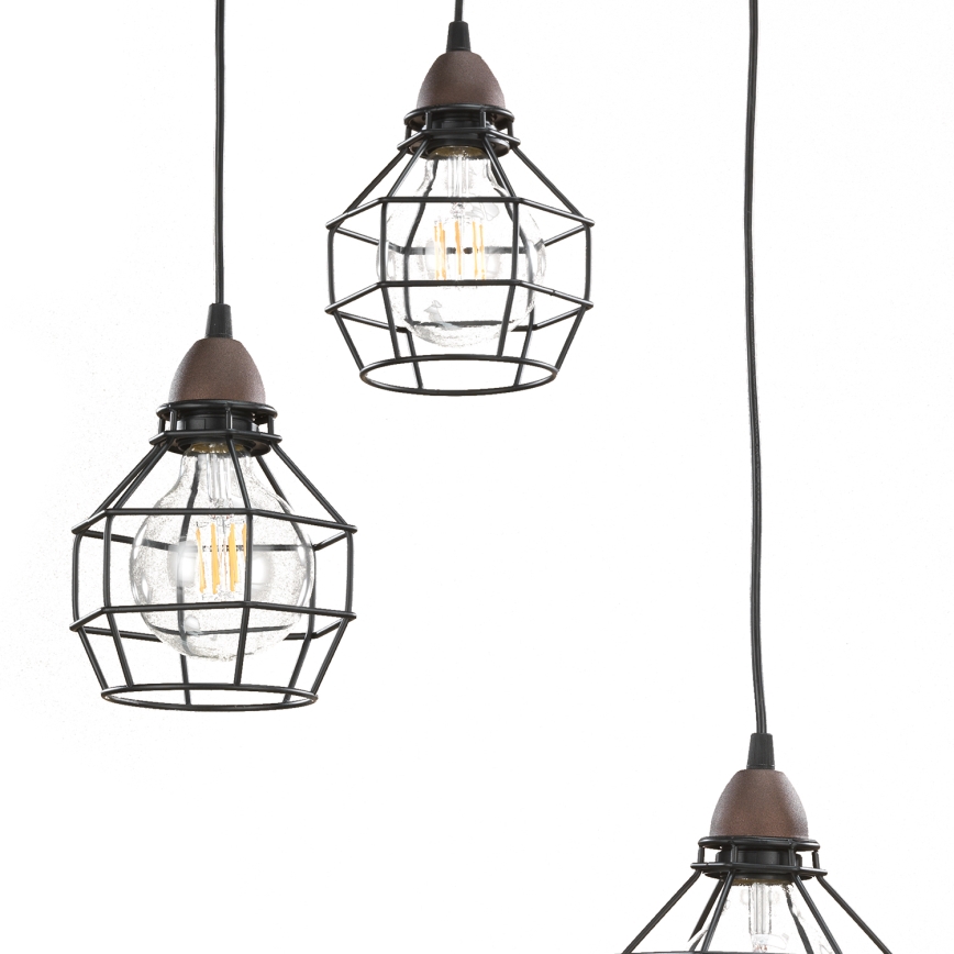 ONLI - Lampadario a sospensione con filo RAGNO 3xE27/15W/230V nero/marrone