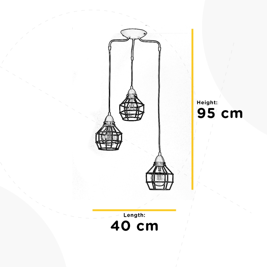 ONLI - Lampadario a sospensione con filo RAGNO 3xE27/15W/230V nero/marrone