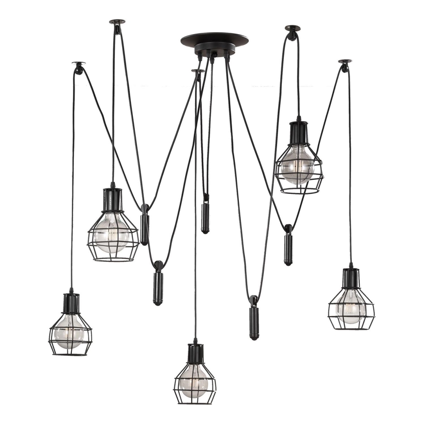 ONLI - Lampadario a sospensione con filo RAGNO 5xE27/15W/230V ragno nero