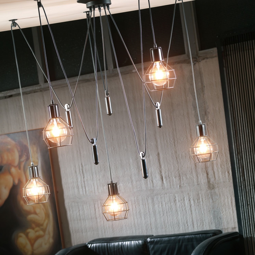 ONLI - Lampadario a sospensione con filo RAGNO 5xE27/15W/230V ragno nero