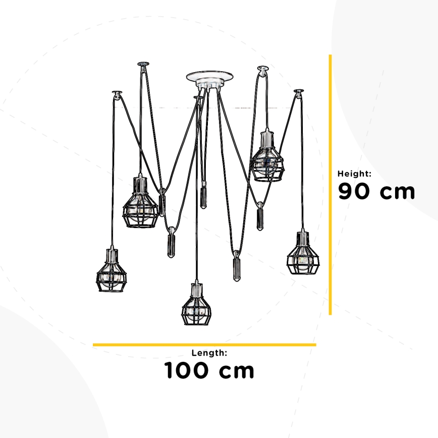 ONLI - Lampadario a sospensione con filo RAGNO 5xE27/15W/230V ragno nero