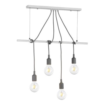 ONLI - Lampadario a sospensione con filo WIRE 4xE27/15W/230V grigio/bianco