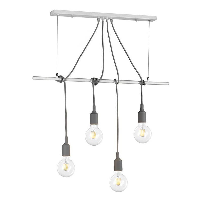 ONLI - Lampadario a sospensione con filo WIRE 4xE27/15W/230V grigio/bianco