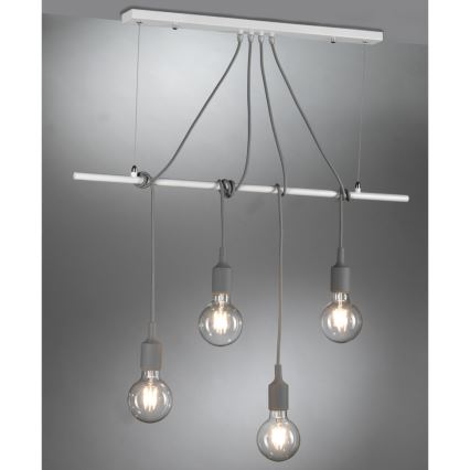 ONLI - Lampadario a sospensione con filo WIRE 4xE27/15W/230V grigio/bianco