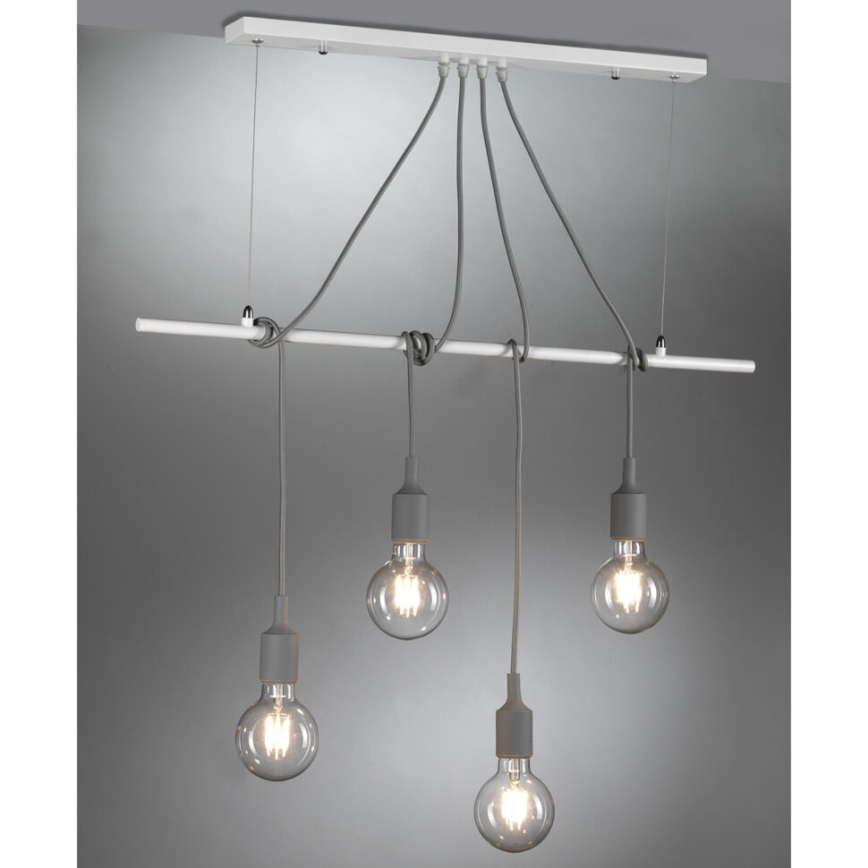 ONLI - Lampadario a sospensione con filo WIRE 4xE27/15W/230V grigio/bianco