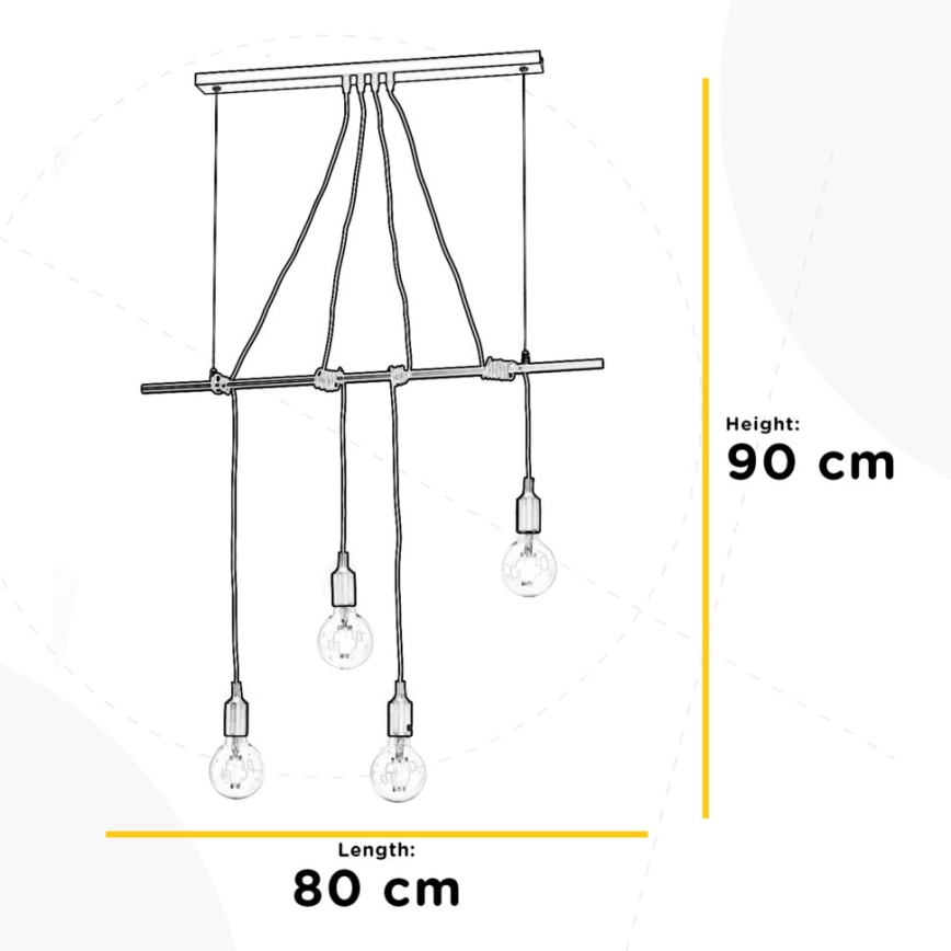 ONLI - Lampadario a sospensione con filo WIRE 4xE27/15W/230V grigio/bianco