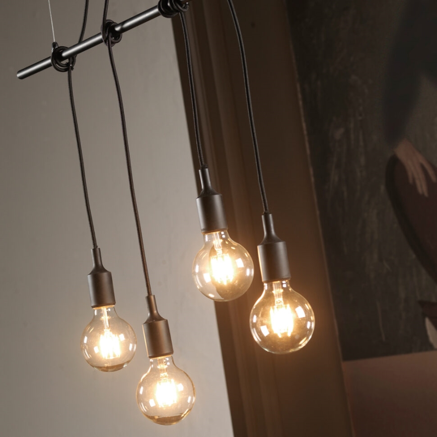ONLI - Lampadario a sospensione con filo WIRE 4xE27/15W/230V nero