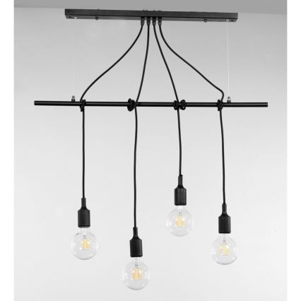 ONLI - Lampadario a sospensione con filo WIRE 4xE27/15W/230V nero