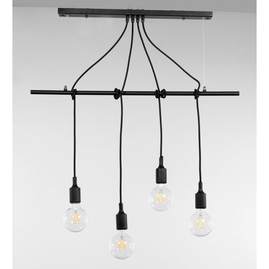 ONLI - Lampadario a sospensione con filo WIRE 4xE27/15W/230V nero