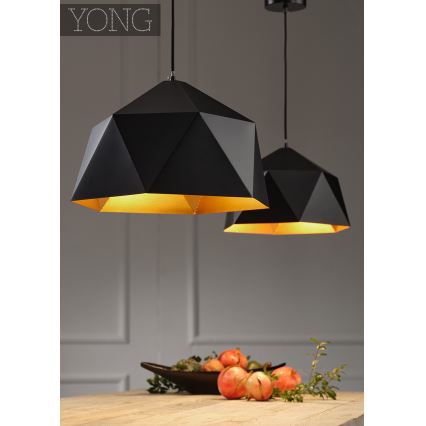 ONLI - Lampadario a sospensione con filo YONG 1xE27/22W/230V nero diametro 46 cm