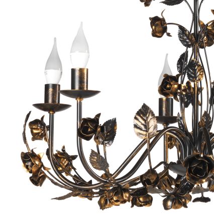 ONLI - Lampadario con catena CAROLINA 6xE14/6W/230V finitura bronzata