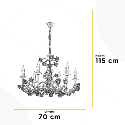 ONLI - Lampadario con catena CAROLINA 6xE14/6W/230V finitura bronzata
