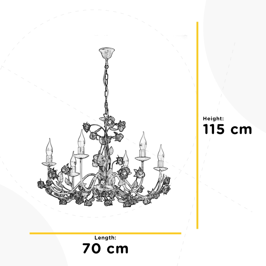 ONLI - Lampadario con catena CAROLINA 6xE14/6W/230V finitura bronzata