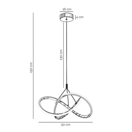 ONLI - Lampadario LED a sospensione con filo LOOP LED/40W/230V 4000K cromo lucido
