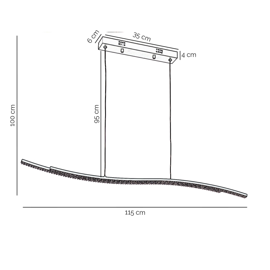 ONLI - Lampadario LED a sospensione con filo ONDA LED/30W/230V 4000K nero