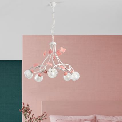 ONLI - Lampadario per bambini BUTTERFLY 5xE14/6W/230V