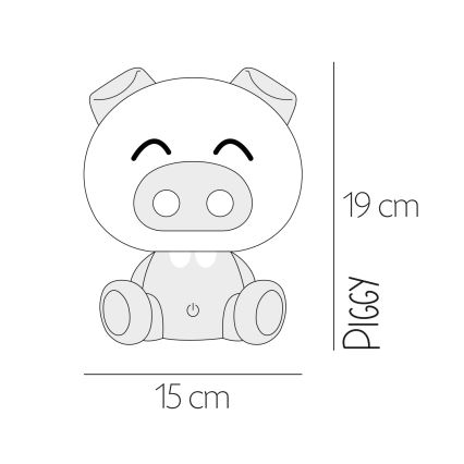 ONLI - LED Lampada notturna dimmerabile per bambini PUPPIES LED/3W/230V 19 cm maialino/blu