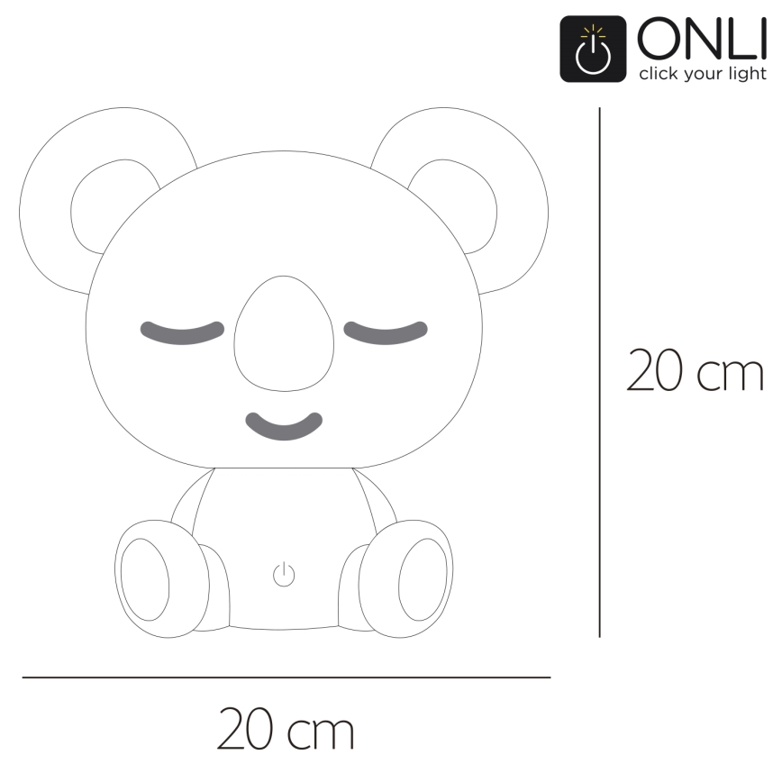 ONLI - Lampada notturna dimmerabile a LED per bambini PUPPIES LED/3W/230V 20 cm koala/verde