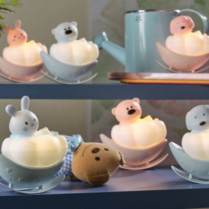 ONLI - Lampada notturna ricaricabile a LED per bambini NUVOLINA LED/2,5W/5V 300 mAh orsetto/rosa