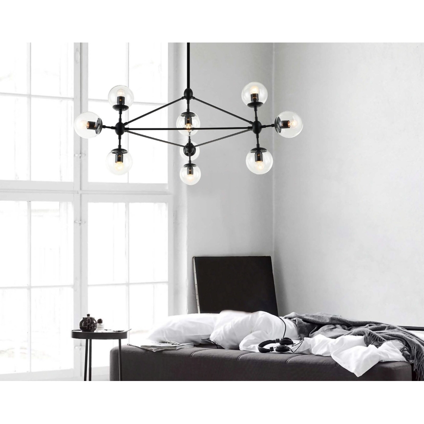 Open Design OR80094 - Lampadario a stelo BAO 10xE27/8W/230V Ø 90 cm nero