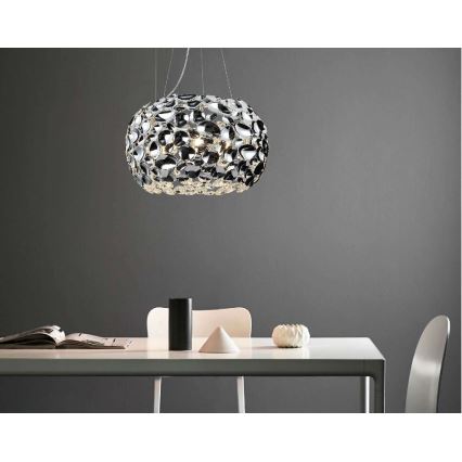 Open Design OR80162 - Lampadario a sospensione con cavo CARERA 6xG9/7W/230V Ø 55 cm cromo lucido