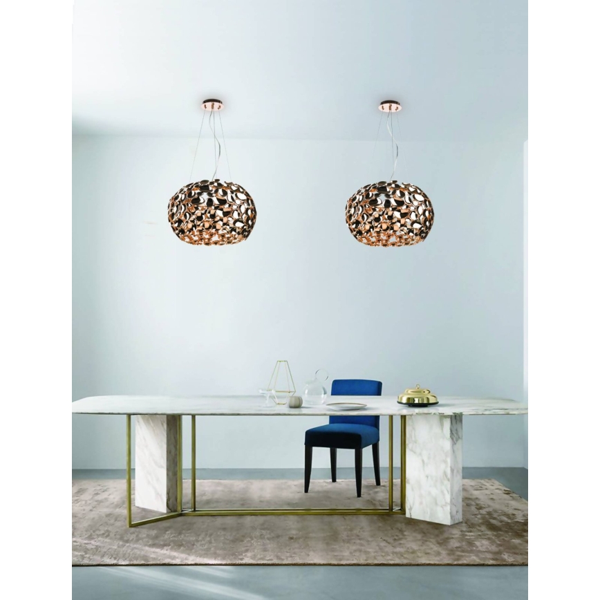 Open Design OR80186 - Lampadario sospeso a cavo CARERA 6xG9/7W/230V diametro 55 cm oro rosa