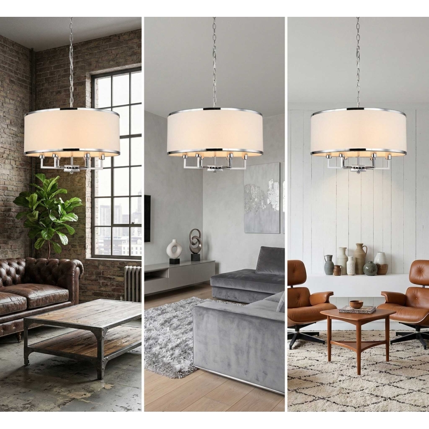 Open Design OR80209 - Lampadario a catena CASA 3xE14/12W/230V crema/cromo lucido